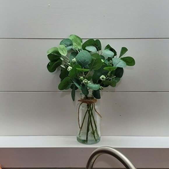 NEW 15" Fake Plant Eucalyptus Leaves White Seeds for Bathroom Shelves. - Picture 6 of 9